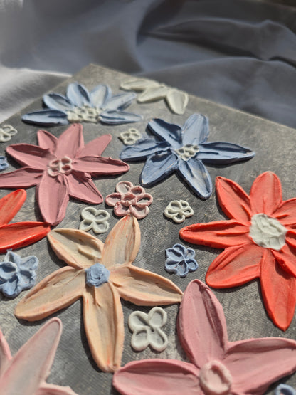 Original 3D Flower Painting on Canvas: Colorful Floral Wall Art (30x40cm)