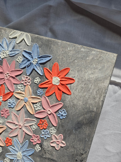 Original 3D Flower Painting on Canvas: Colorful Floral Wall Art (30x40cm)