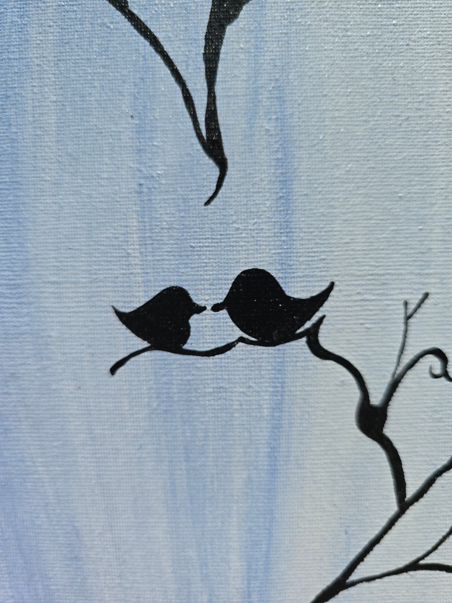 Heart Canvas Tree Painting with Birds: Romantic Acrylic Art