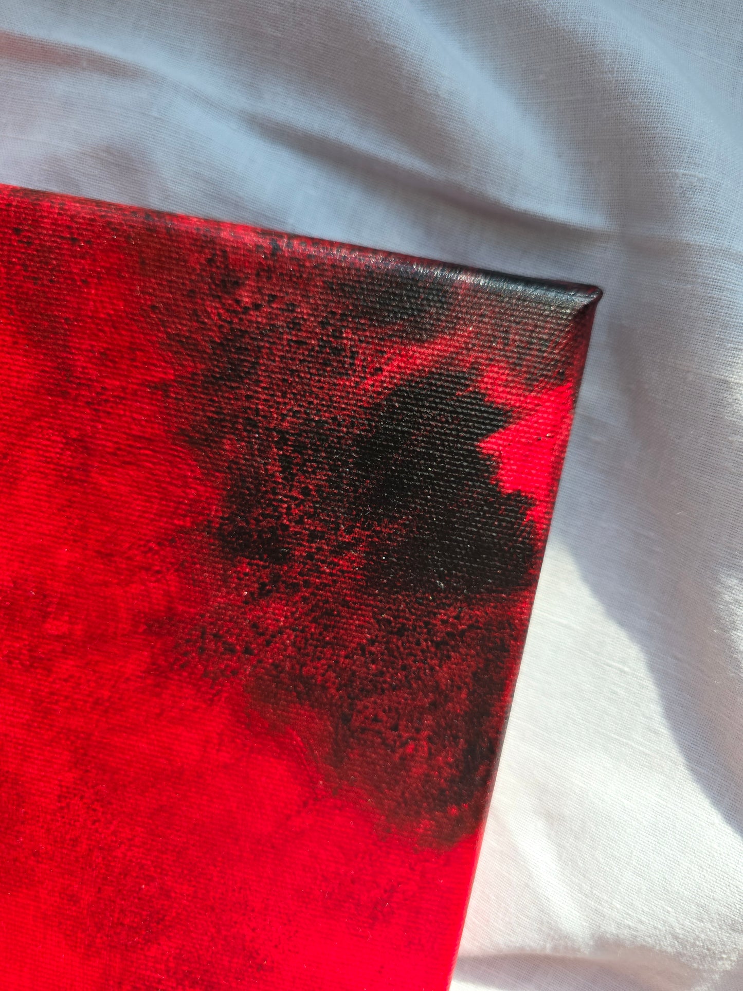 Gold Leaf LOVE Painting: Red & Black Floral Canvas Art (30x40cm)