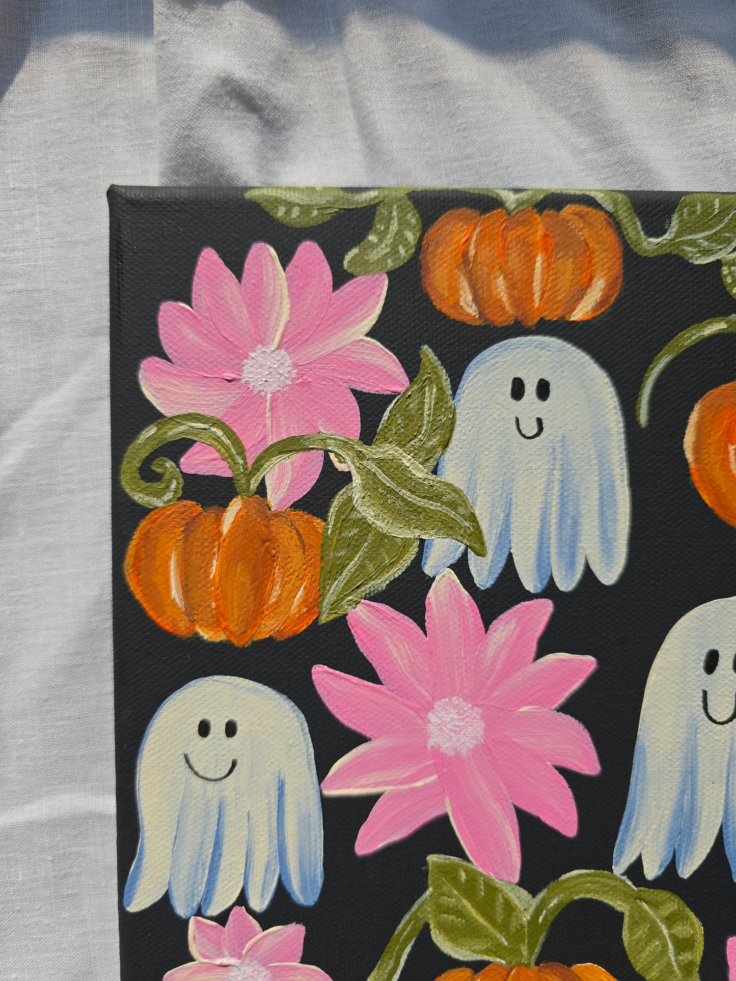 Halloween Art - Ghosts and Pumpkins – Spooky Wall Decor – Original Art