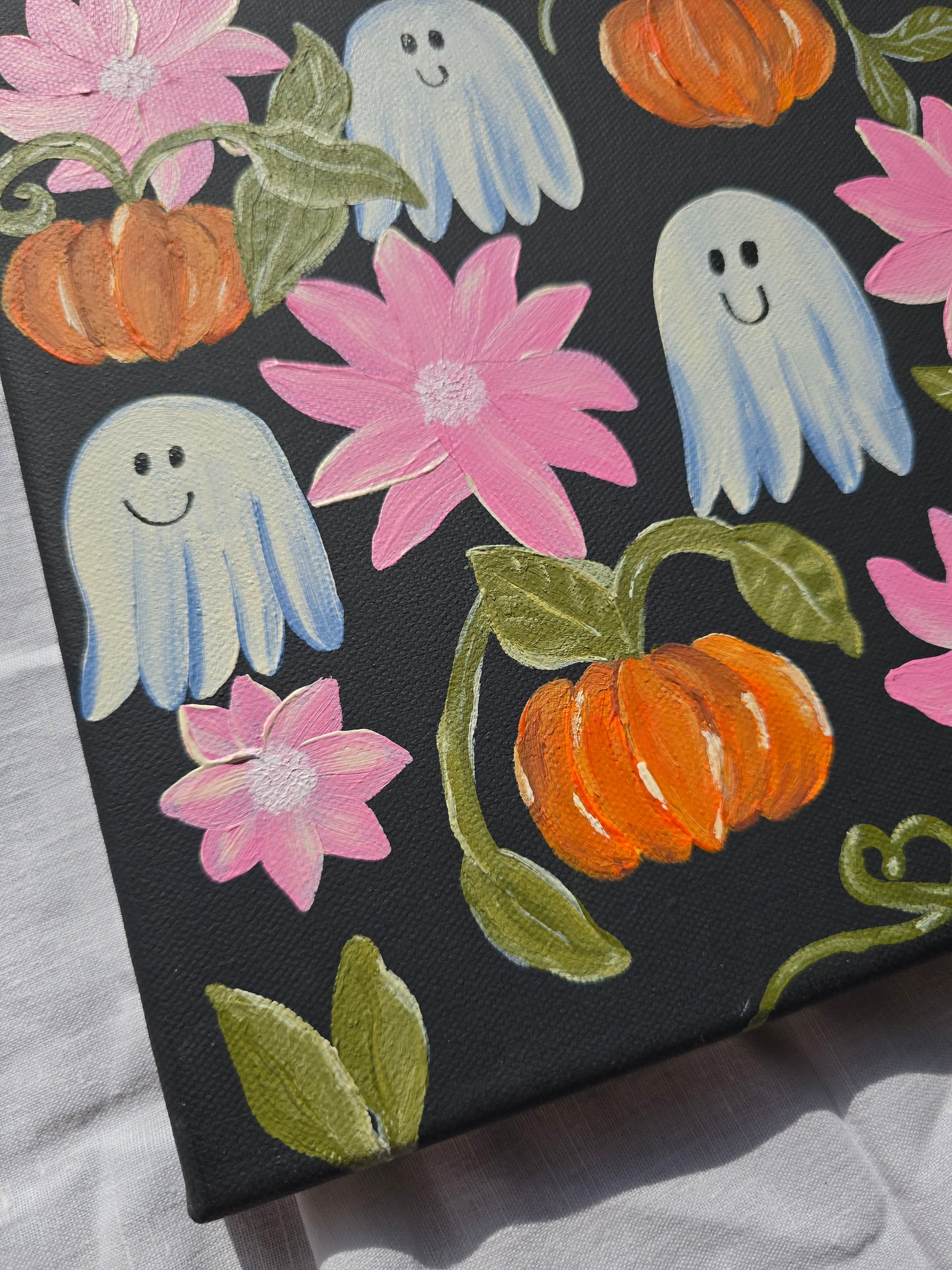Halloween Art - Ghosts and Pumpkins – Spooky Wall Decor – Original Art