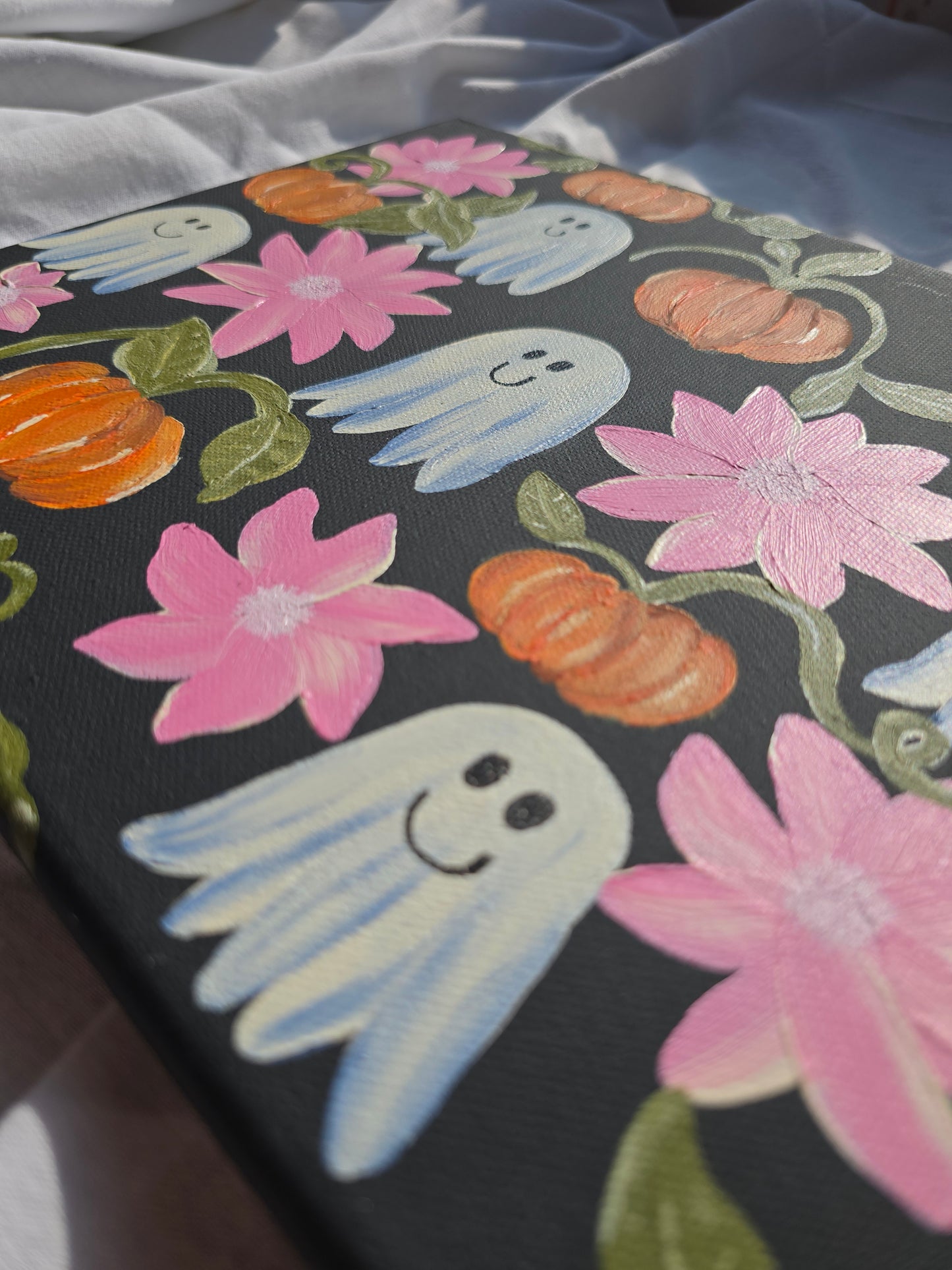 Halloween Art - Ghosts and Pumpkins – Spooky Wall Decor – Original Art