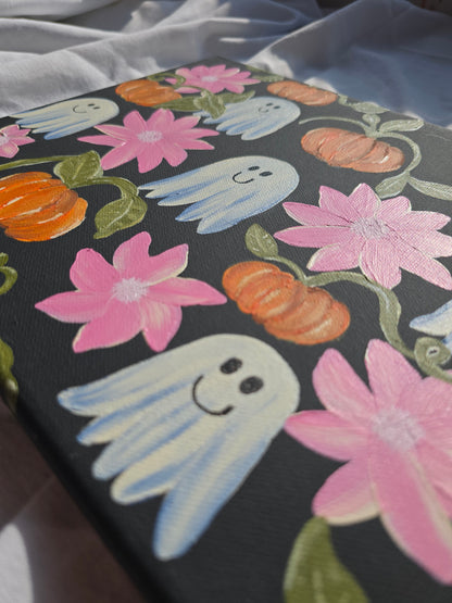 Halloween Art - Ghosts and Pumpkins – Spooky Wall Decor – Original Art