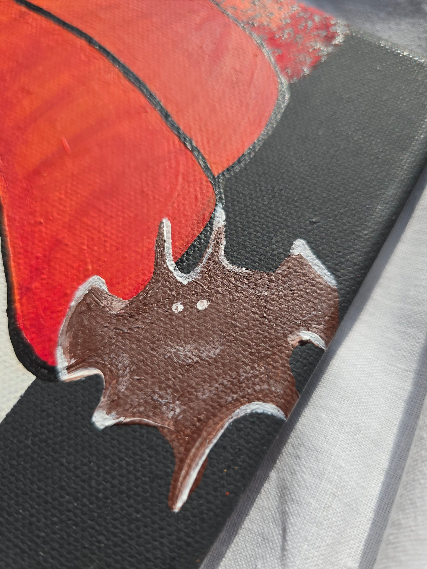 Cute & Creepy Ghost Holding Mini Pumkin– Halloween Painting – Black Canvas Art with Pumpkin – Spooky Wall Decor – Original Art