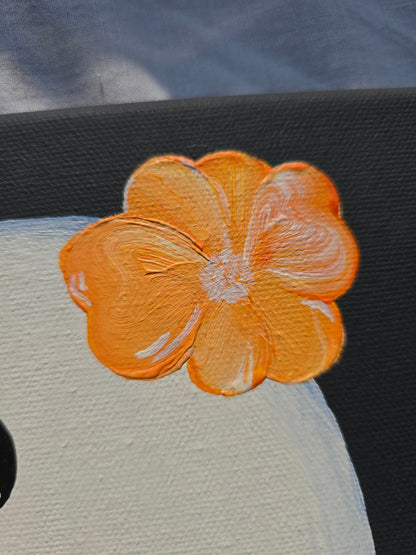 Pink Ghost Halloween Painting: Spooky Black Canvas Art