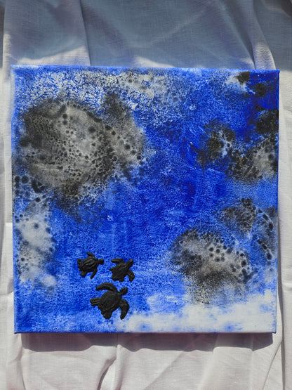 3D Minimalistic Turtoise Painting: Abstract See Painting with Turtles