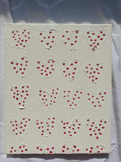 Textured Heart Painting: Minimalist Acrylic Canvas Art