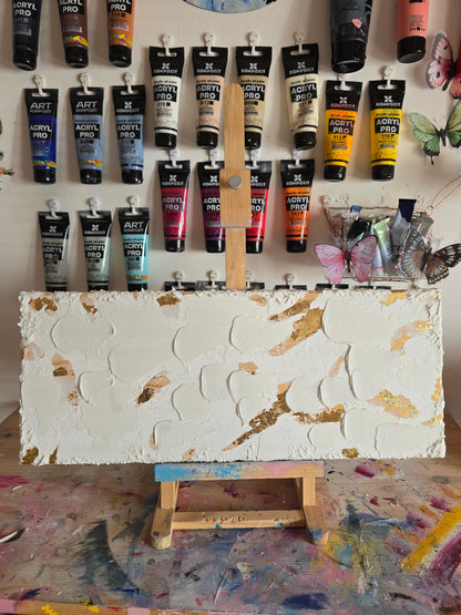 Original minimalistic structured art with gold leafs