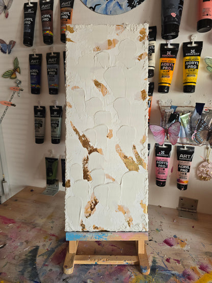 Original minimalistic structured art with gold leafs