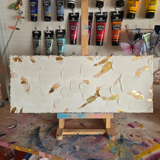 Original minimalistic structured art with gold leafs