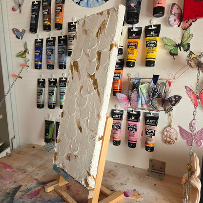 Original minimalistic structured art with gold leafs