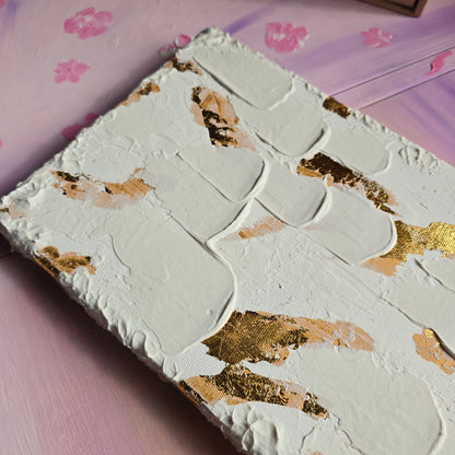 Original minimalistic structured art with gold leafs