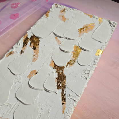 Original minimalistic structured art with gold leafs