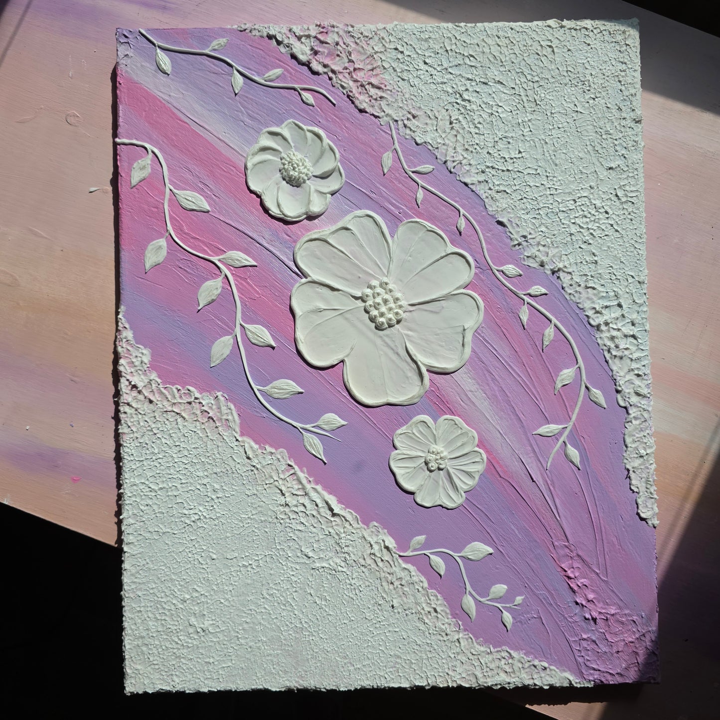 Blooming Brushstroke – Original 3D Floral Textured Painting (40x50cm)