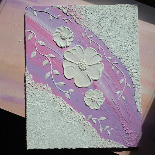 Blooming Brushstroke – Original 3D Floral Textured Painting (40x50cm)
