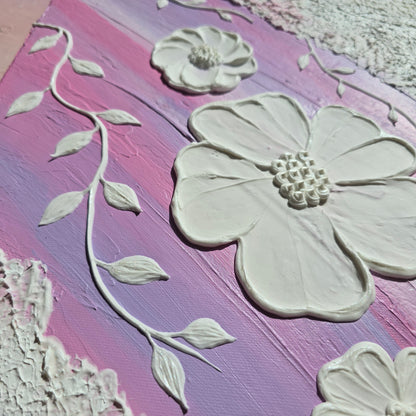 Blooming Brushstroke – Original 3D Floral Textured Painting (40x50cm)