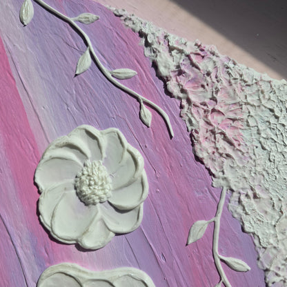 Blooming Brushstroke – Original 3D Floral Textured Painting (40x50cm)