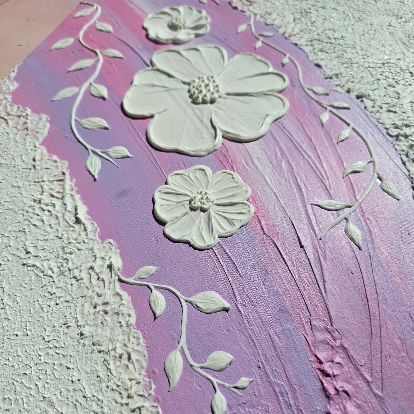 Blooming Brushstroke – Original 3D Floral Textured Painting (40x50cm)