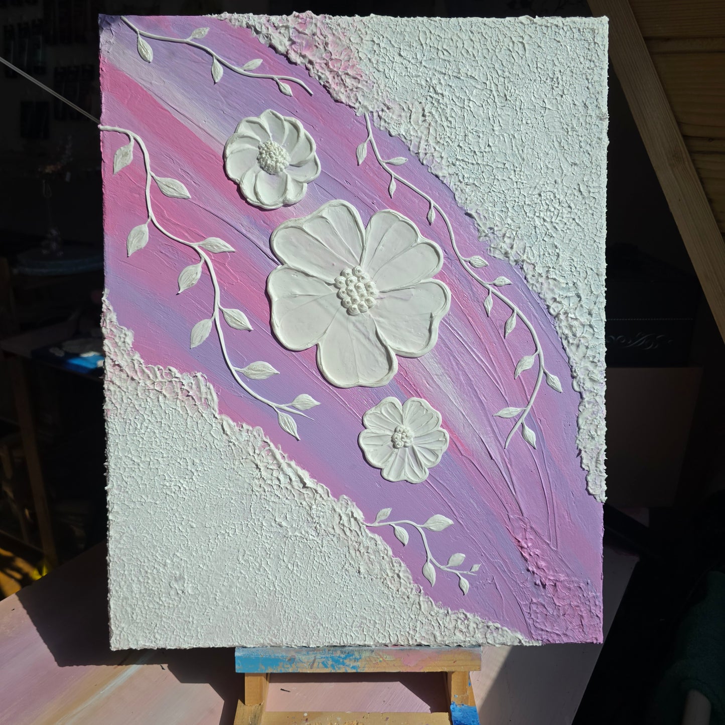 Blooming Brushstroke – Original 3D Floral Textured Painting (40x50cm)