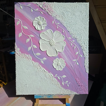 Blooming Brushstroke – Original 3D Floral Textured Painting (40x50cm)