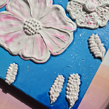 Floating Blooms – 3D Floral Wall Art, Textured Painting on Canvas (30x40cm)