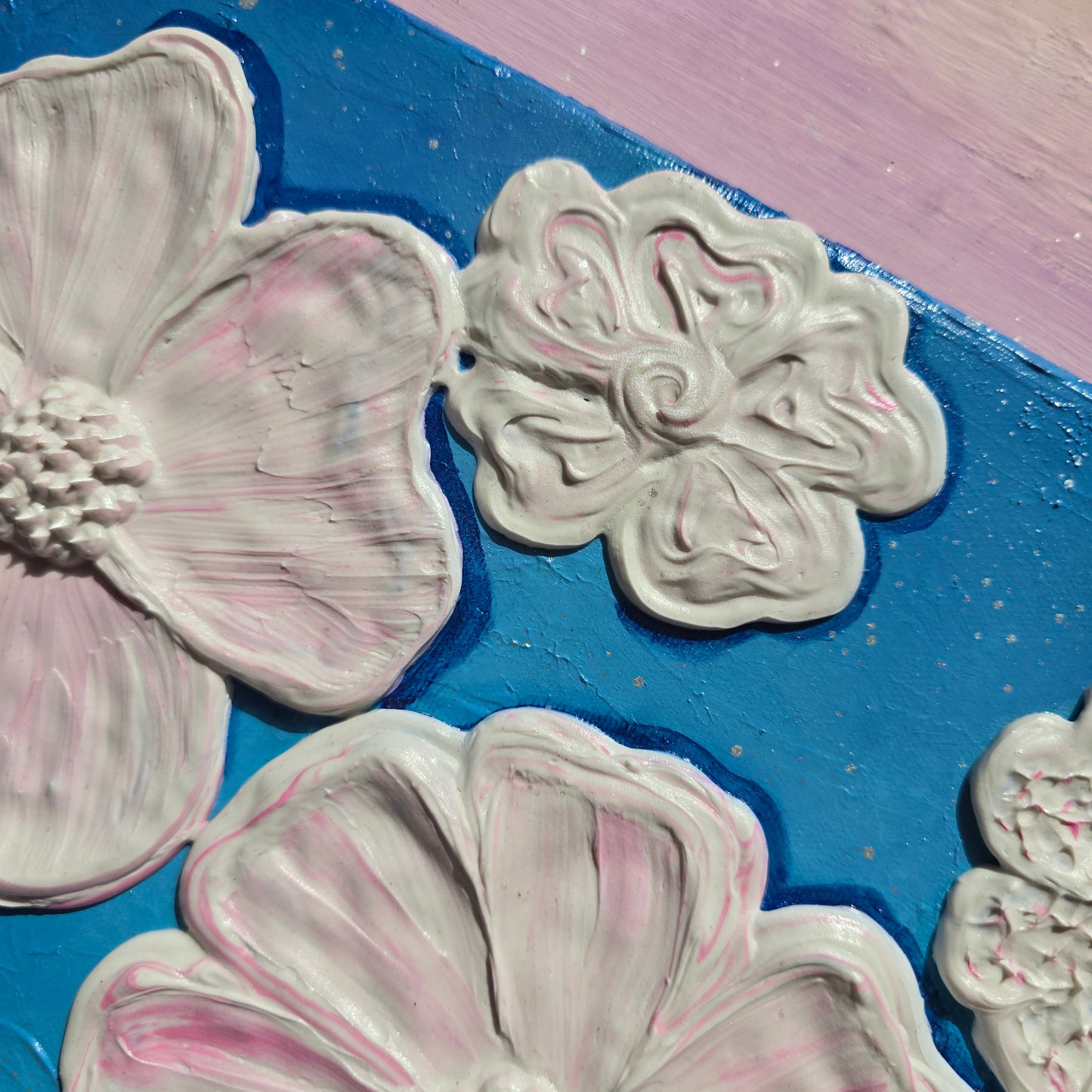 Floating Blooms – 3D Floral Wall Art, Textured Painting on Canvas (30x40cm)