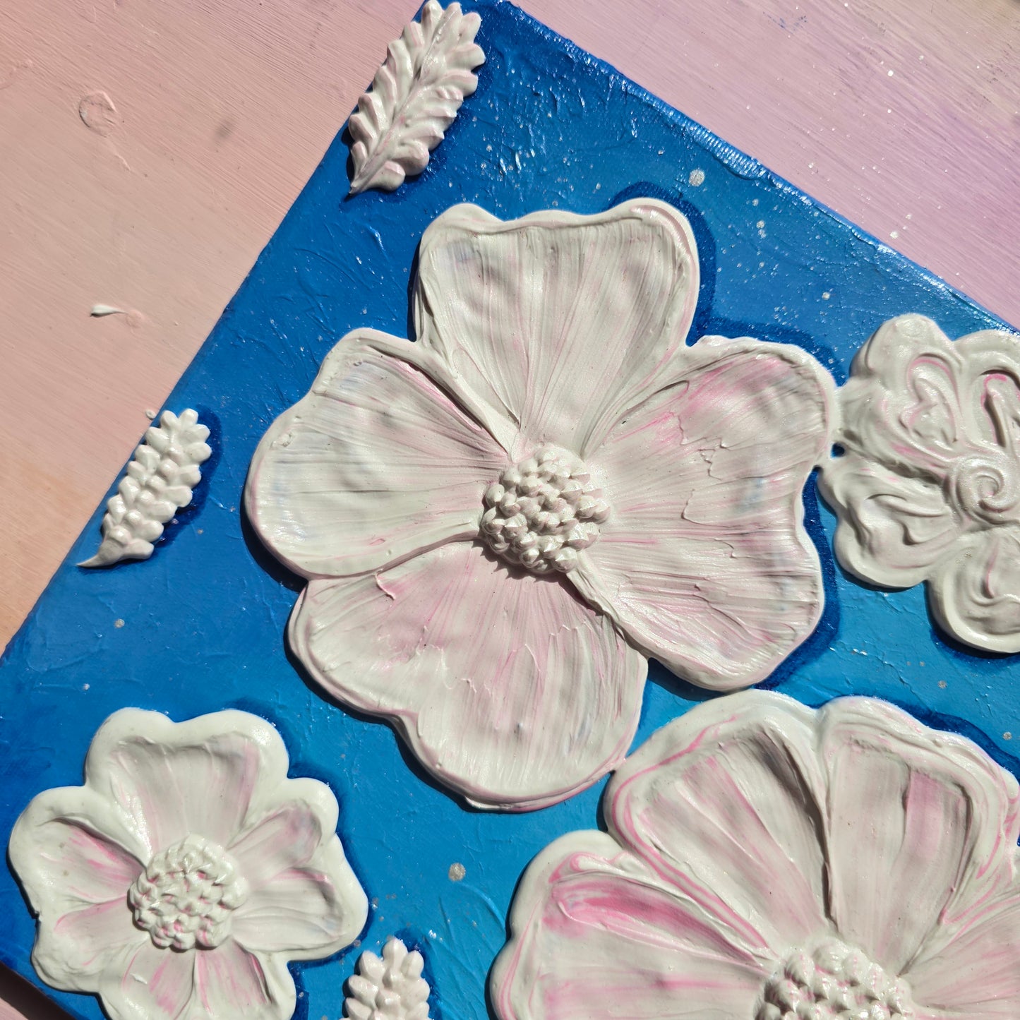 Floating Blooms – 3D Floral Wall Art, Textured Painting on Canvas (30x40cm)