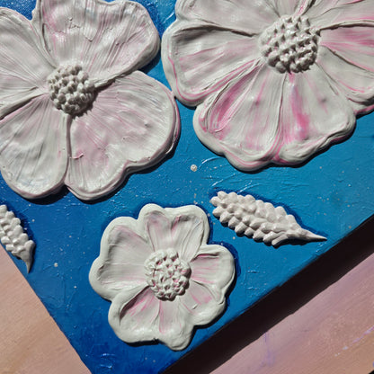 Floating Blooms – 3D Floral Wall Art, Textured Painting on Canvas (30x40cm)