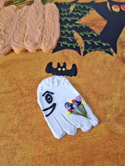 3D Halloween Painting: Spooky Pumpkin, Ghost & Bat Acrylic Art (40x50cm)