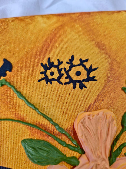 3D Halloween Painting: Spooky Pumpkin, Ghost & Bat Acrylic Art (40x50cm)