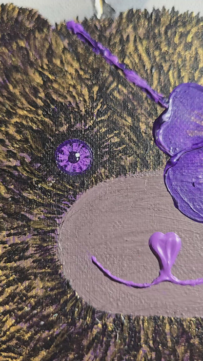 Hand-Painted Pirate Teddy Bear in Flower Eye Patch and Purple Cast
