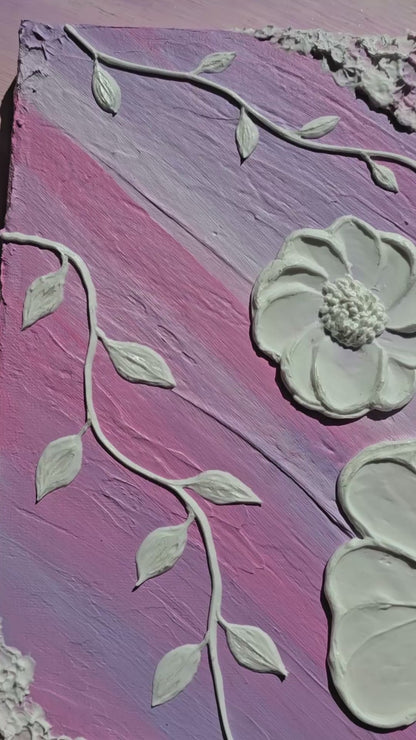 Blooming Brushstroke – Original 3D Floral Textured Painting (40x50cm)