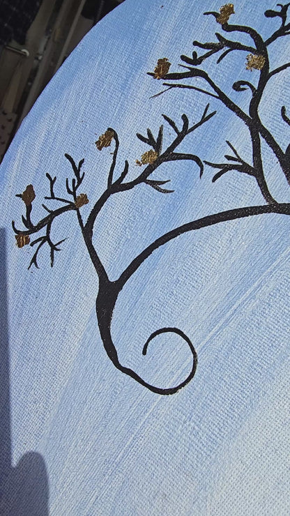 Heart Canvas Tree Painting with Birds: Romantic Acrylic Art