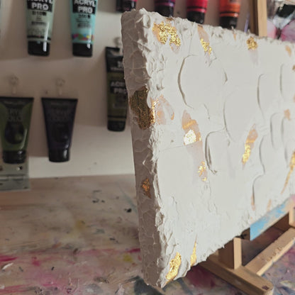 Original minimalistic structured art with gold leafs